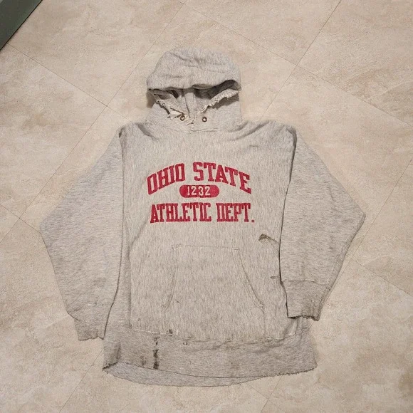 VTG 80s Champion Reverse Weave Warmup Ohio State Mens L Large Hoodie USA Thrash